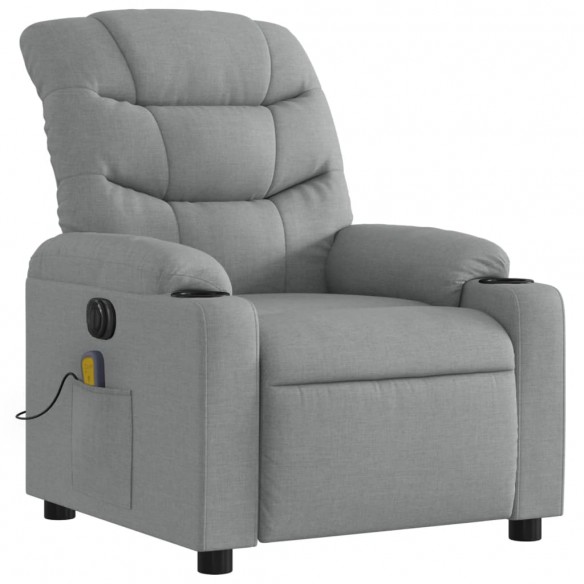 Fauteuil de massage inclinable électrique gris clair tissu