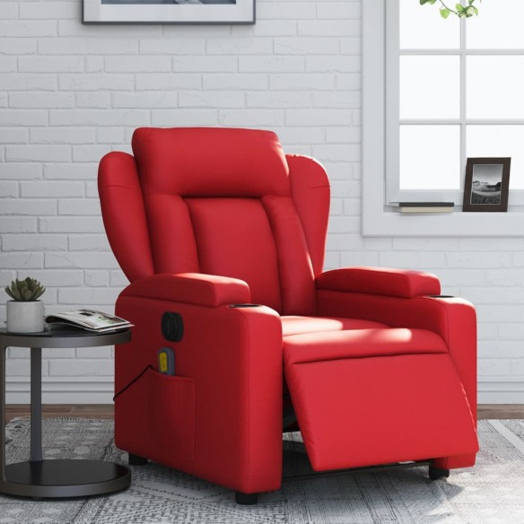 Fauteuil de massage inclinable électrique rouge similicuir