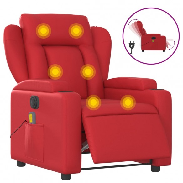 Fauteuil de massage inclinable électrique rouge similicuir