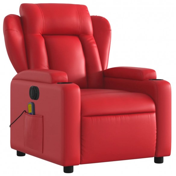 Fauteuil de massage inclinable électrique rouge similicuir