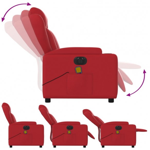 Fauteuil de massage inclinable électrique rouge similicuir