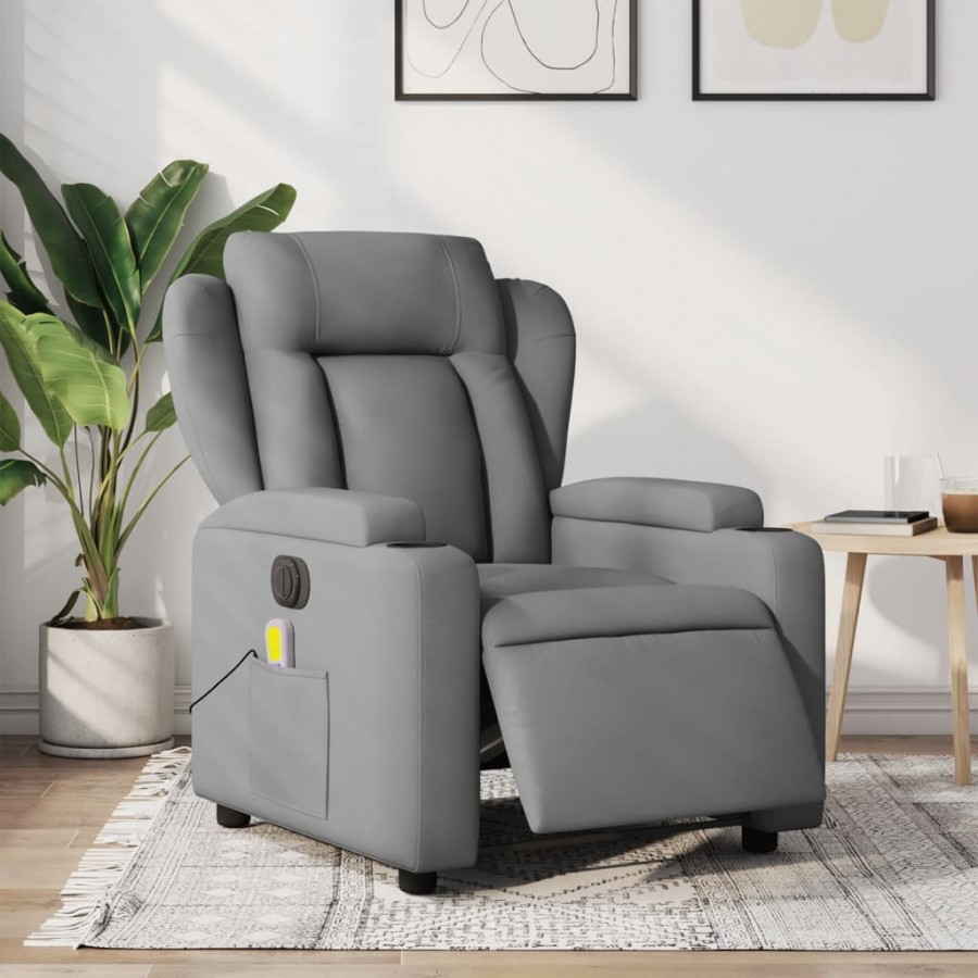 Fauteuil de massage inclinable électrique gris clair tissu