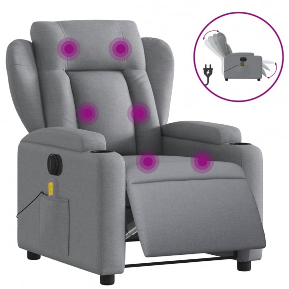 Fauteuil de massage inclinable électrique gris clair tissu