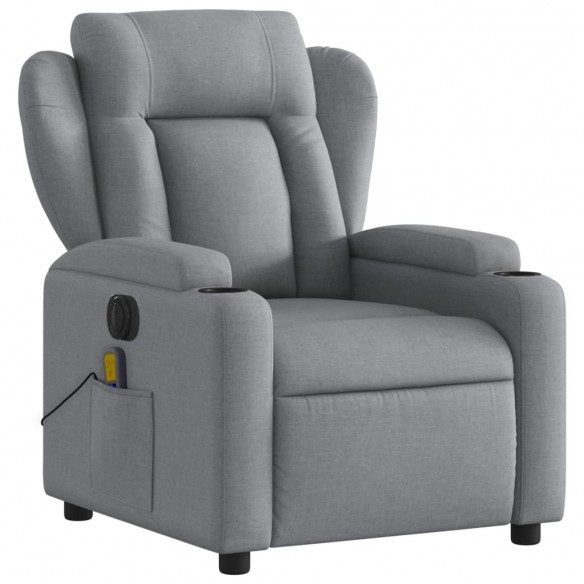 Fauteuil de massage inclinable électrique gris clair tissu