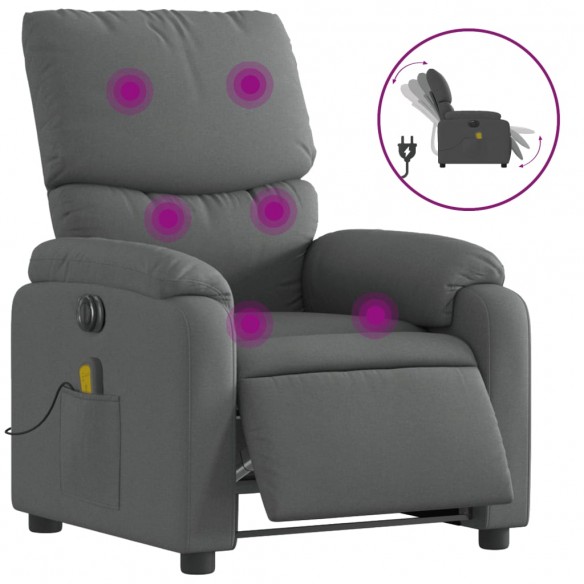 Fauteuil inclinable de massage électrique gris foncé tissu