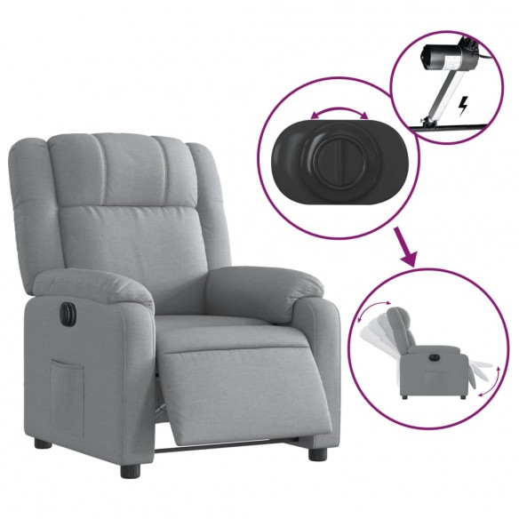 Fauteuil inclinable électrique Gris clair Tissu