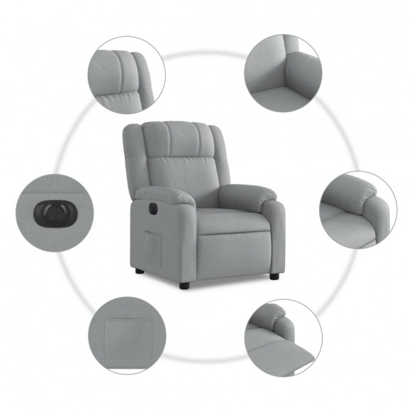 Fauteuil inclinable électrique Gris clair Tissu