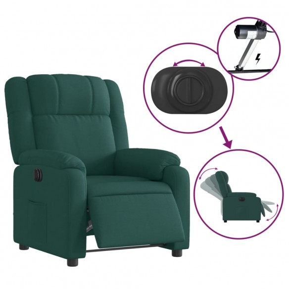 Fauteuil inclinable électrique Vert foncé Tissu