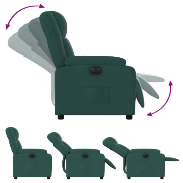 Fauteuil inclinable électrique Vert foncé Tissu