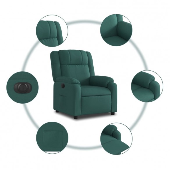 Fauteuil inclinable électrique Vert foncé Tissu