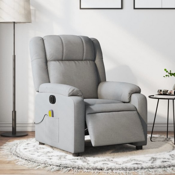 Fauteuil de massage inclinable électrique gris clair tissu