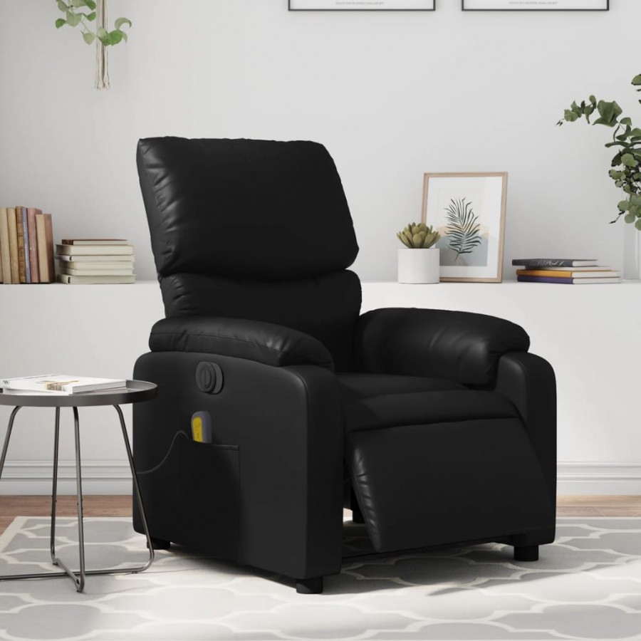 Fauteuil de massage inclinable électrique noir similicuir