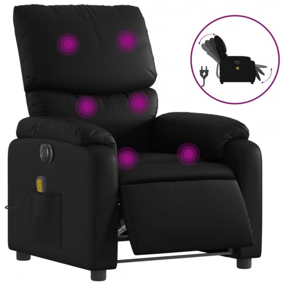 Fauteuil de massage inclinable électrique noir similicuir