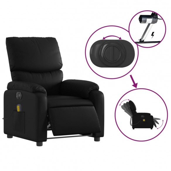 Fauteuil de massage inclinable électrique noir similicuir