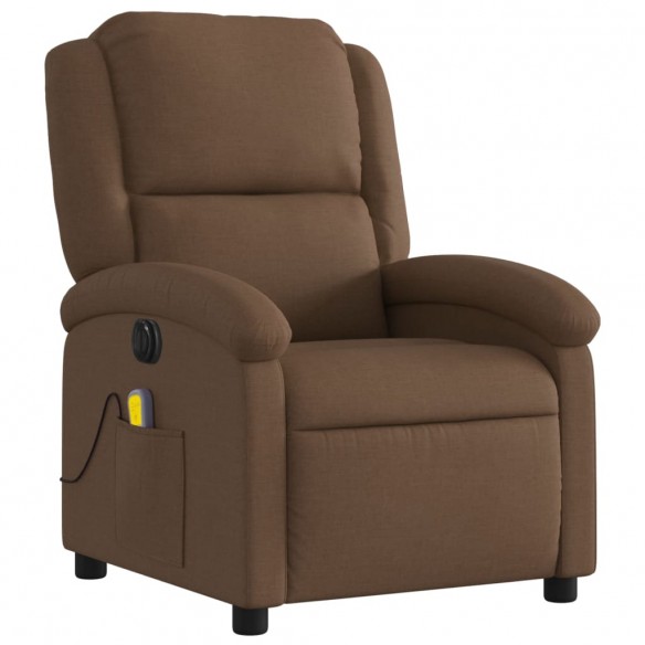 Fauteuil inclinable de massage électrique marron tissu