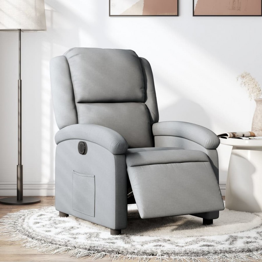 Fauteuil inclinable électrique Gris clair Tissu