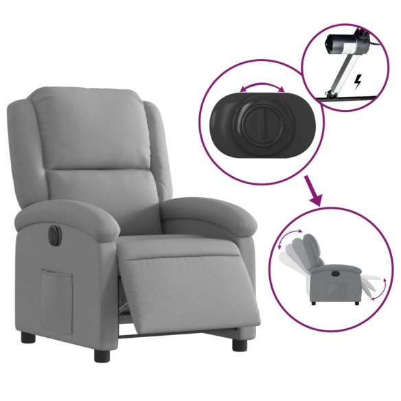 Fauteuil inclinable électrique Gris clair Tissu