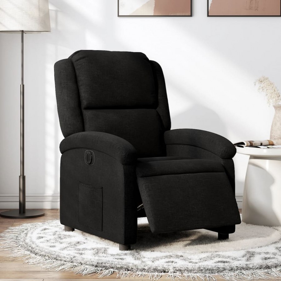 Fauteuil inclinable électrique Noir Tissu