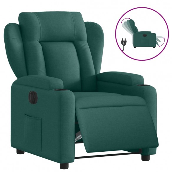 Fauteuil inclinable électrique Vert foncé Tissu