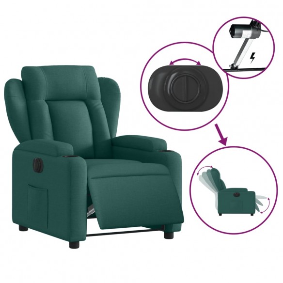 Fauteuil inclinable électrique Vert foncé Tissu