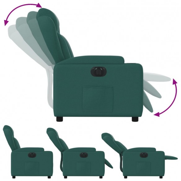 Fauteuil inclinable électrique Vert foncé Tissu