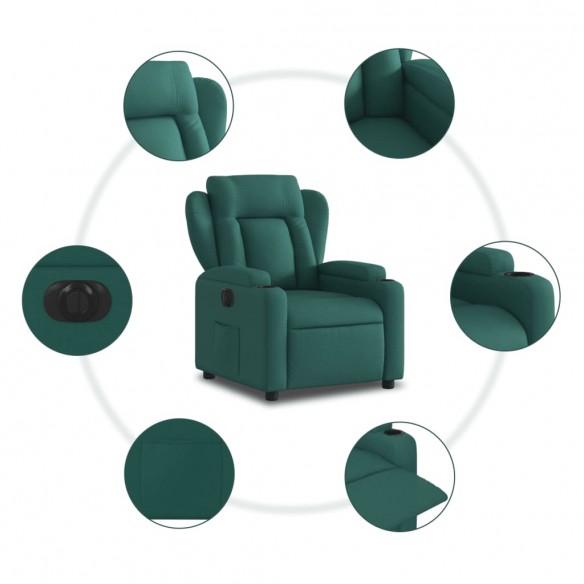 Fauteuil inclinable électrique Vert foncé Tissu