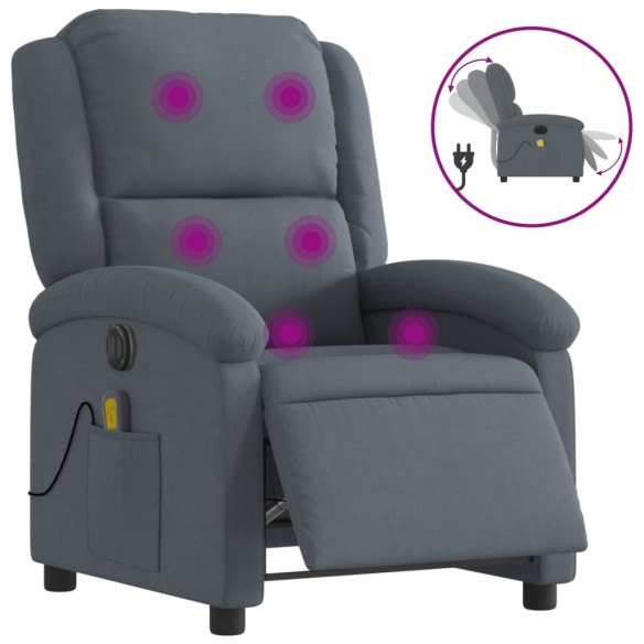 Fauteuil inclinable de massage électrique gris foncé velours