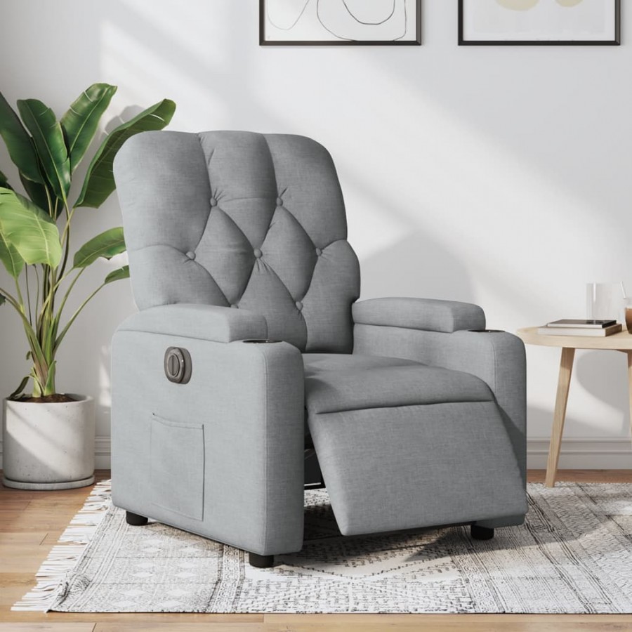 Fauteuil inclinable électrique Gris clair Tissu