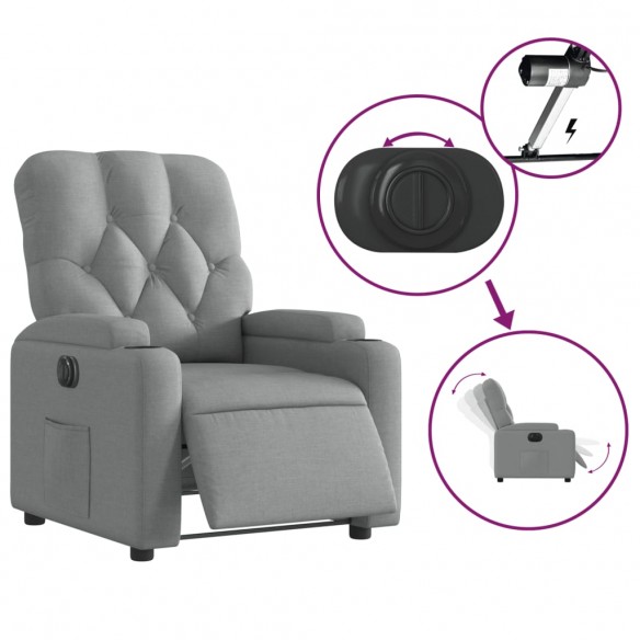 Fauteuil inclinable électrique Gris clair Tissu