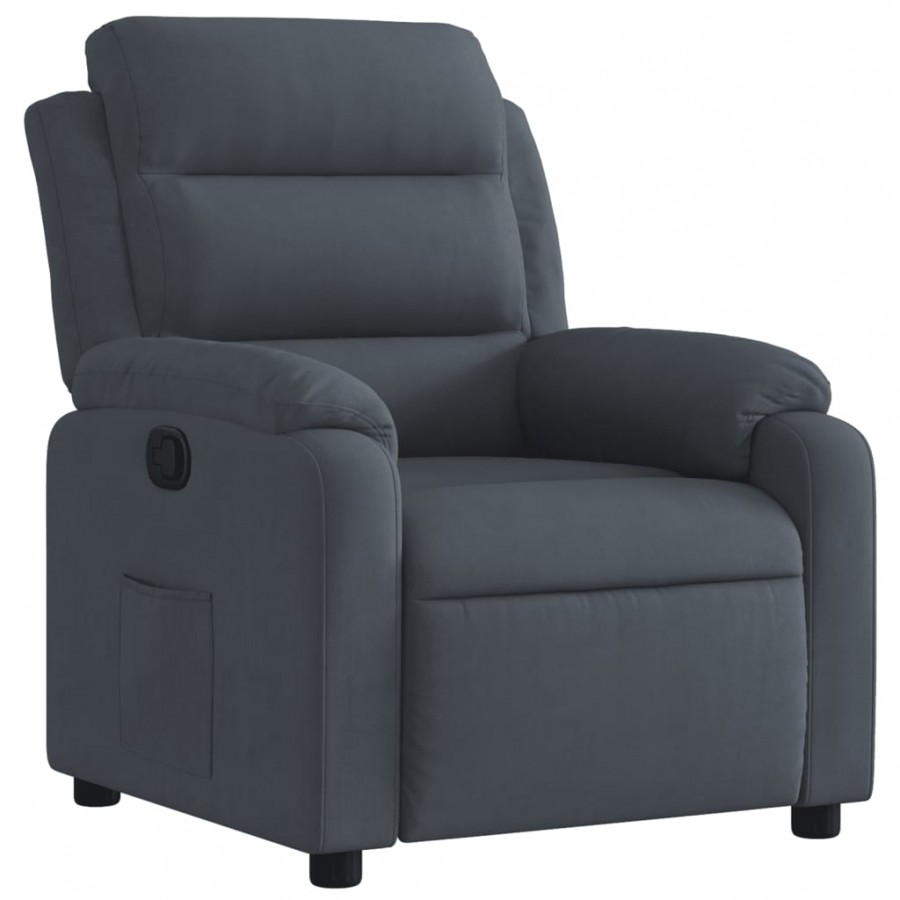 Fauteuil inclinable Gris foncé Velours Fauteuil inclinable Gris foncé Velours