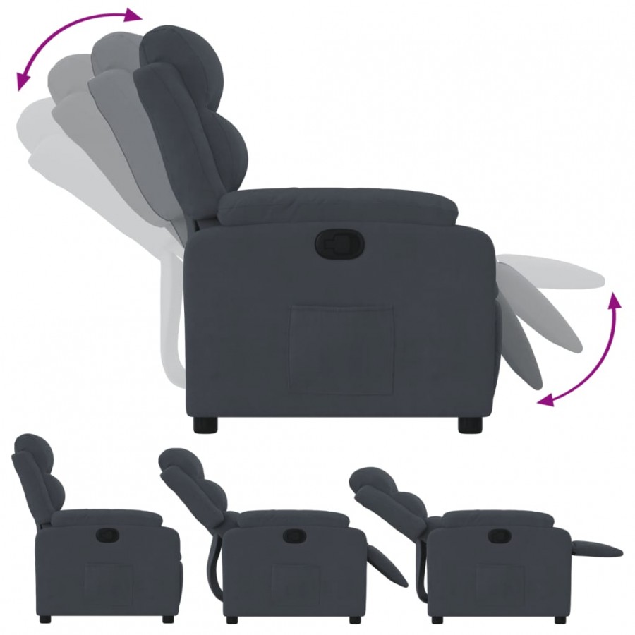 Fauteuil inclinable Gris foncé Velours Fauteuil inclinable Gris foncé Velours