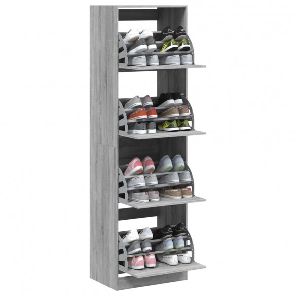 Armoire à chaussures 4 tiroirs rabattables sonoma 60x42x204 cm