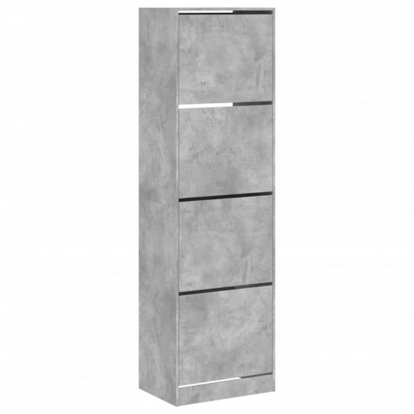 Armoire à chaussures 4 tiroirs rabattables gris 60x42x204 cm