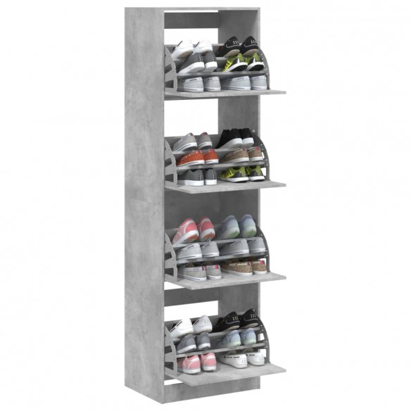 Armoire à chaussures 4 tiroirs rabattables gris 60x42x204 cm