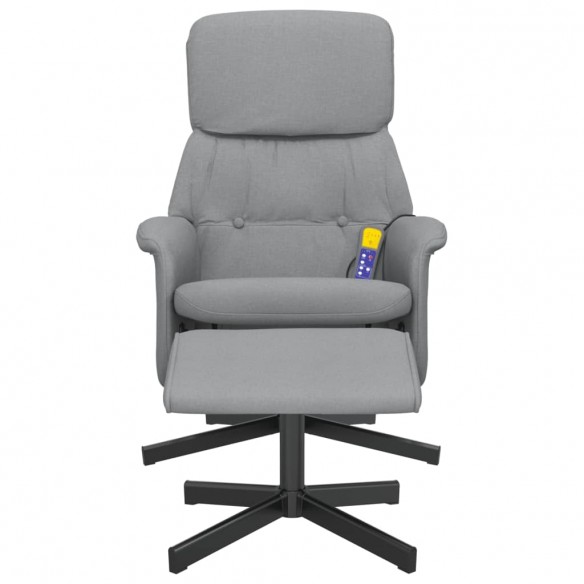 Fauteuil inclinable de massage et repose-pied gris clair tissu