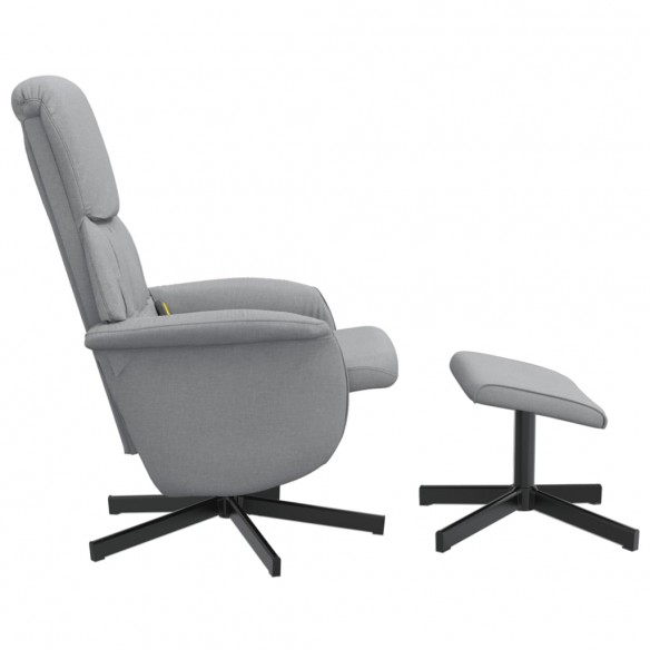 Fauteuil inclinable de massage et repose-pied gris clair tissu