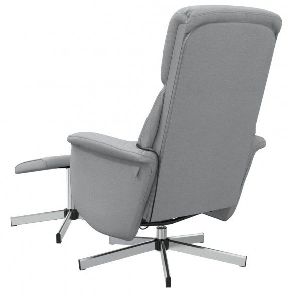 Fauteuil inclinable de massage et repose-pied gris clair tissu