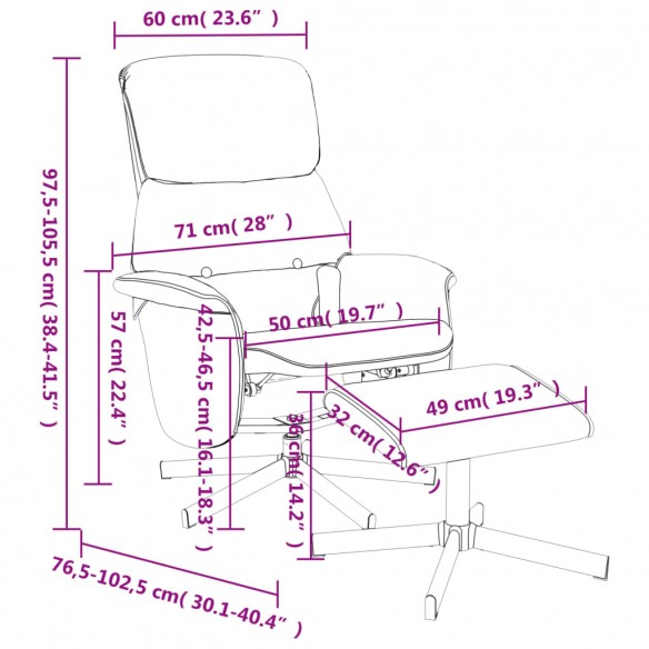 Fauteuil inclinable de massage et repose-pied gris clair tissu