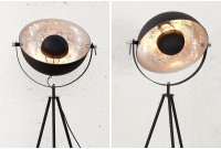 Lampadaire moderne en acier inoxydable et en aluminium coloris noir et argenté