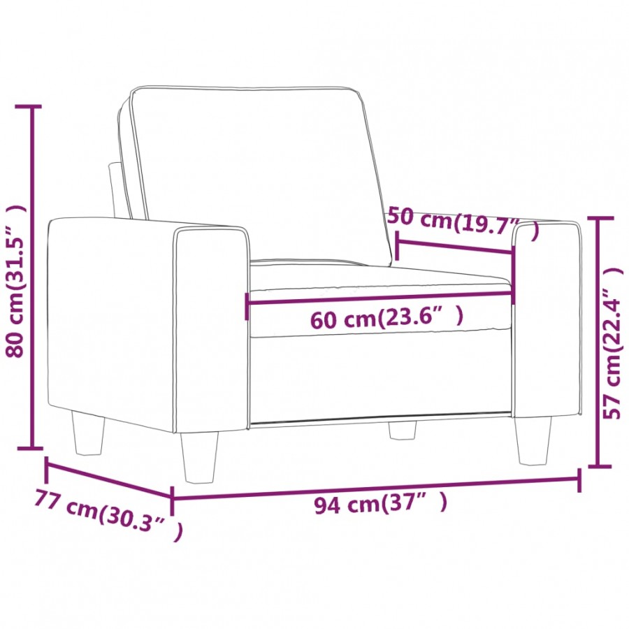 Fauteuil Gris clair 60 cm Tissu