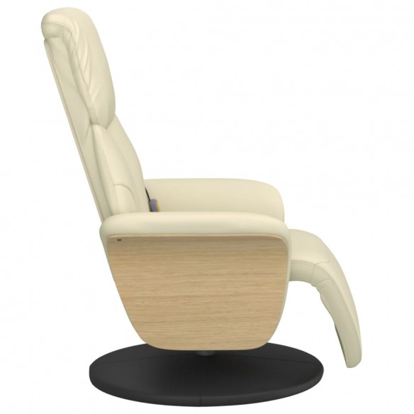 Fauteuil inclinable de massage et repose-pieds crème similicuir