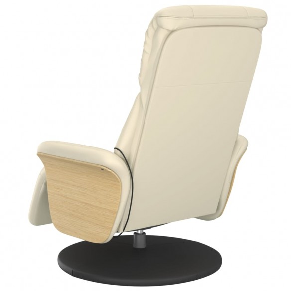 Fauteuil inclinable de massage et repose-pieds crème similicuir