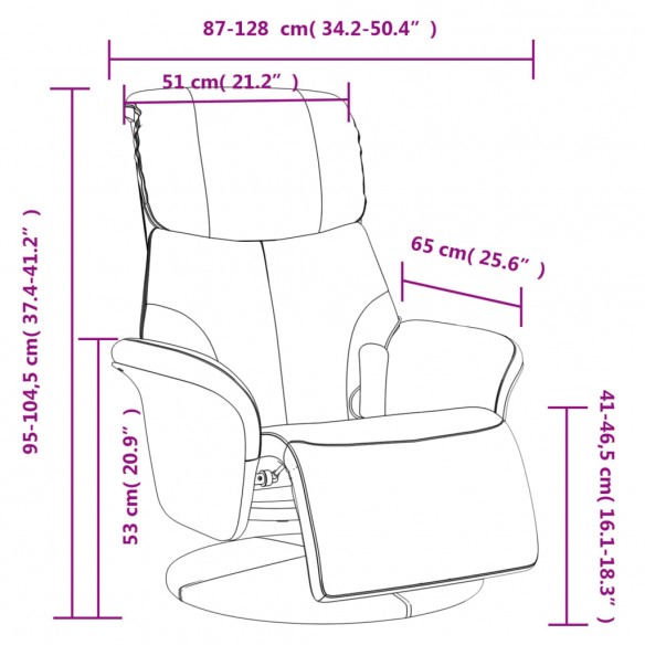 Fauteuil inclinable de massage et repose-pieds crème similicuir