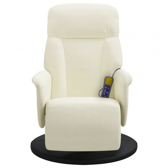 Fauteuil inclinable de massage avec repose-pieds crème velours