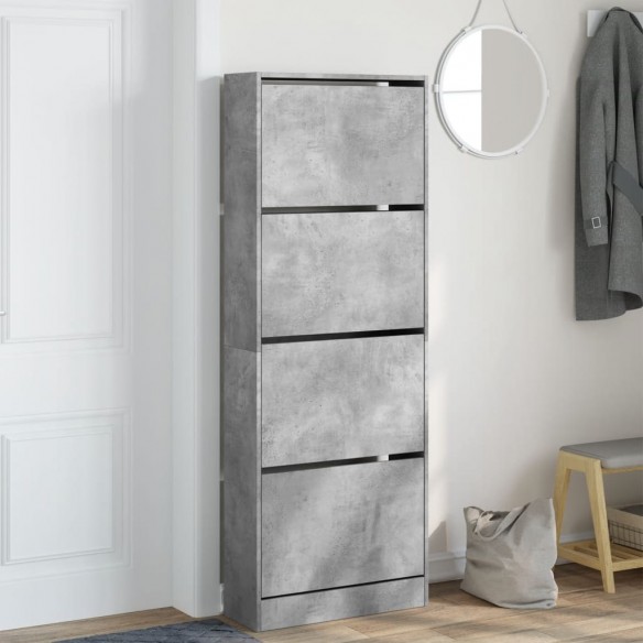 Armoire à chaussures gris béton 60x21x163,5cm bois d'ingénierie