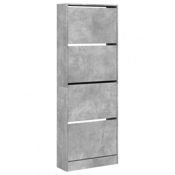 Armoire à chaussures gris béton 60x21x163,5cm bois d'ingénierie