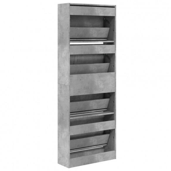 Armoire à chaussures gris béton 60x21x163,5cm bois d'ingénierie