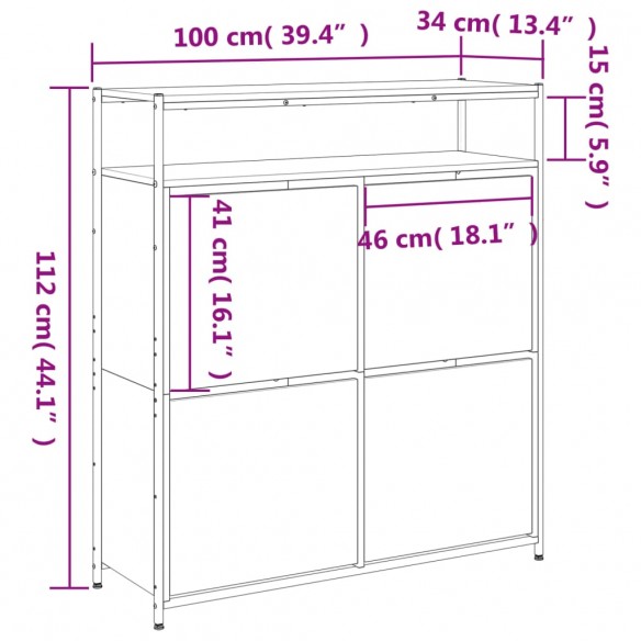 Armoire à chaussures 4 tiroirs rabattables noir 100x34x112 cm