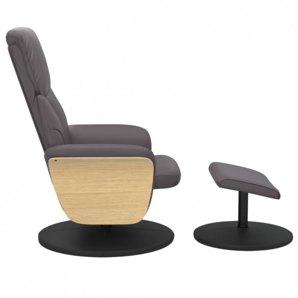 Fauteuil inclinable avec repose-pied gris similicuir