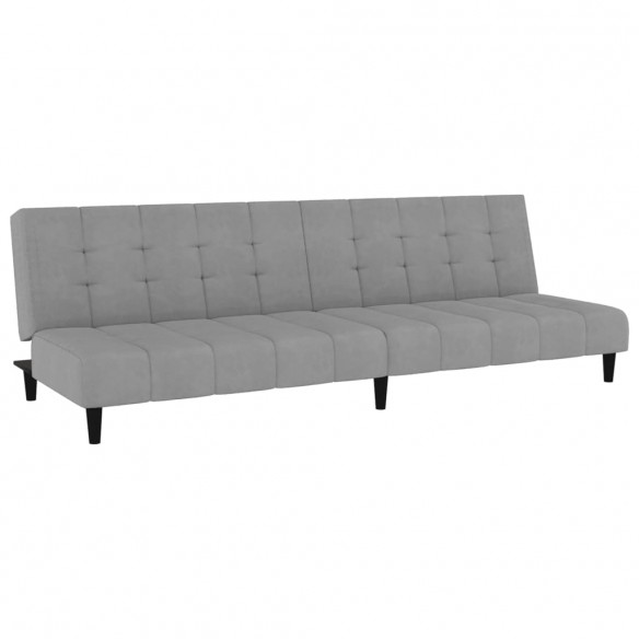 Canapé-lit à 2 places gris clair velours